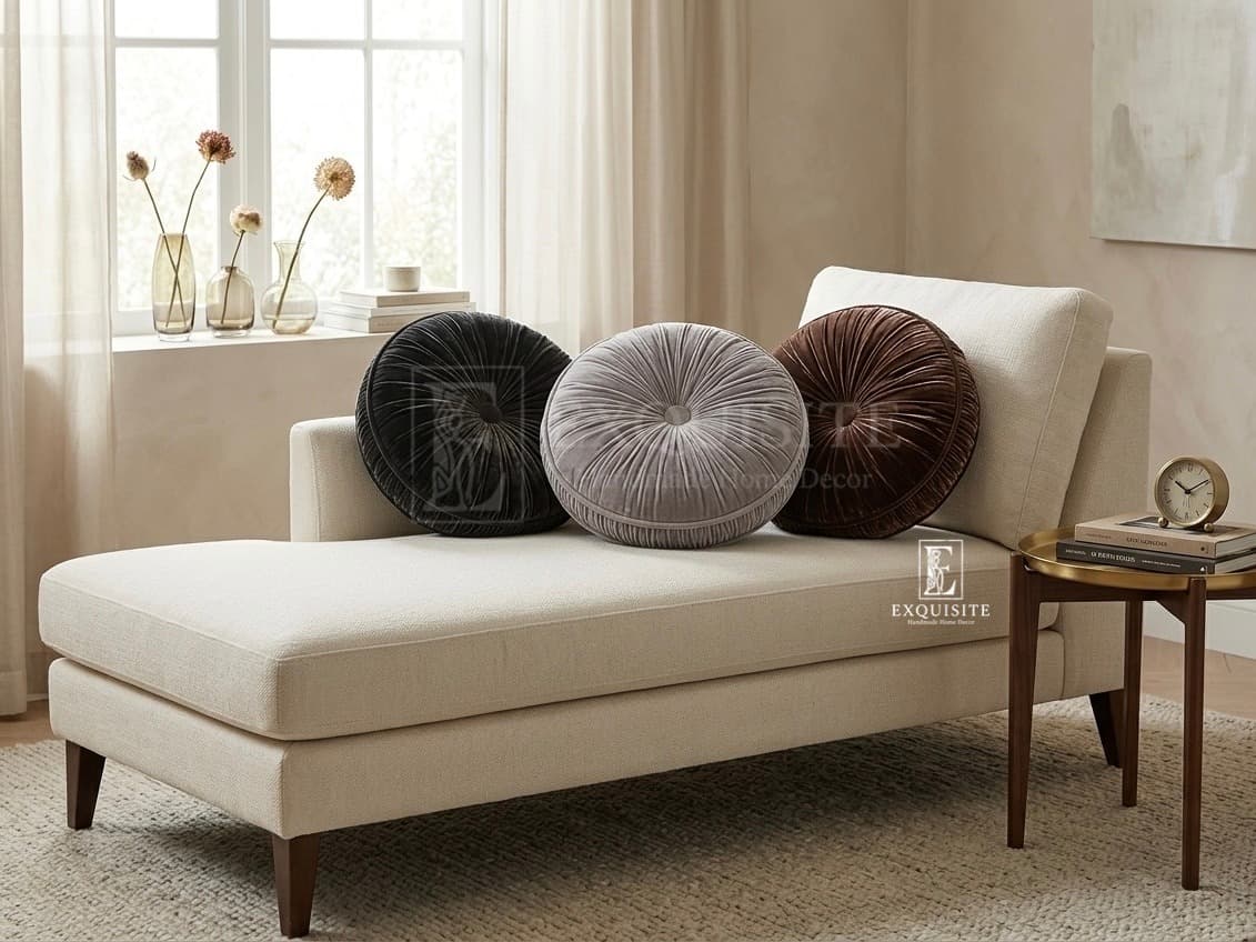 Velvet round plain cushion - Gối tròn nhung trơn