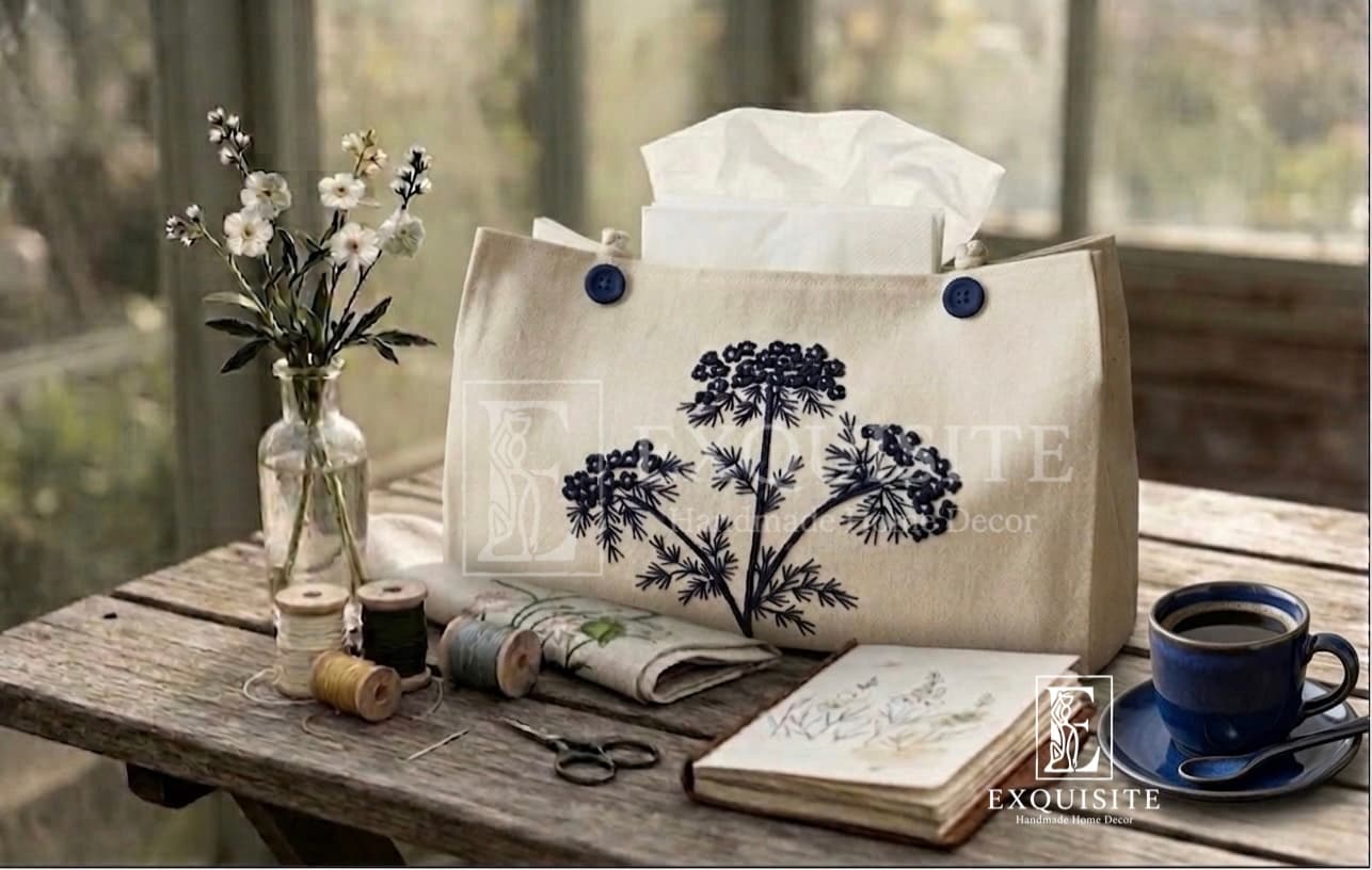 Tissue box with hand embroidery - Hộp giấy ăn thêu tay thumbnail 3