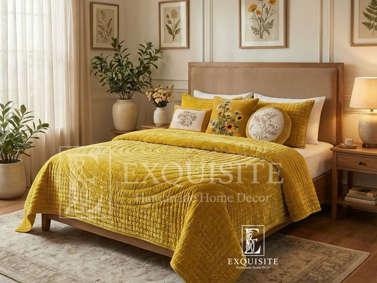 Velvet bed cover w.hand stitching- Chăn nhung khâu tay — Exclusive Piece