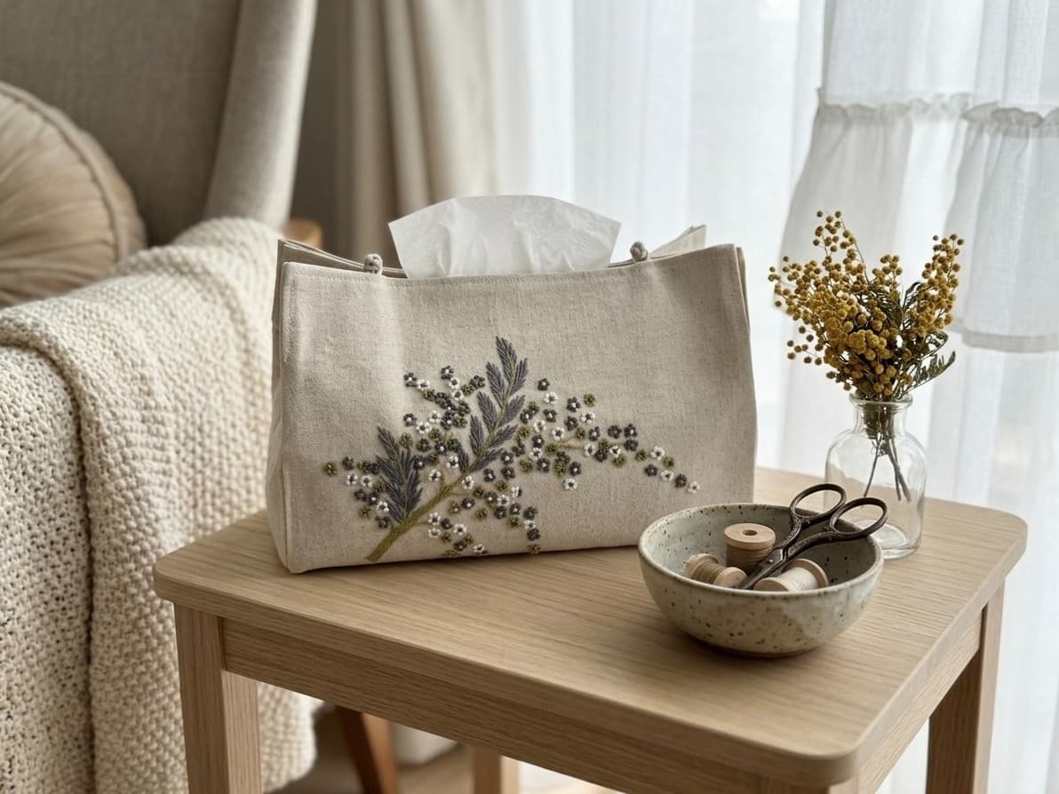 TISSUE BOX W.HAND EMBROIDERY- HỘP GIẤY ĂN THÊU TAY — Exclusive Piece