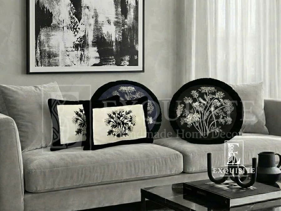 Combo 2 velvet round & size 30x40 with hand embroidery — Exclusive Piece