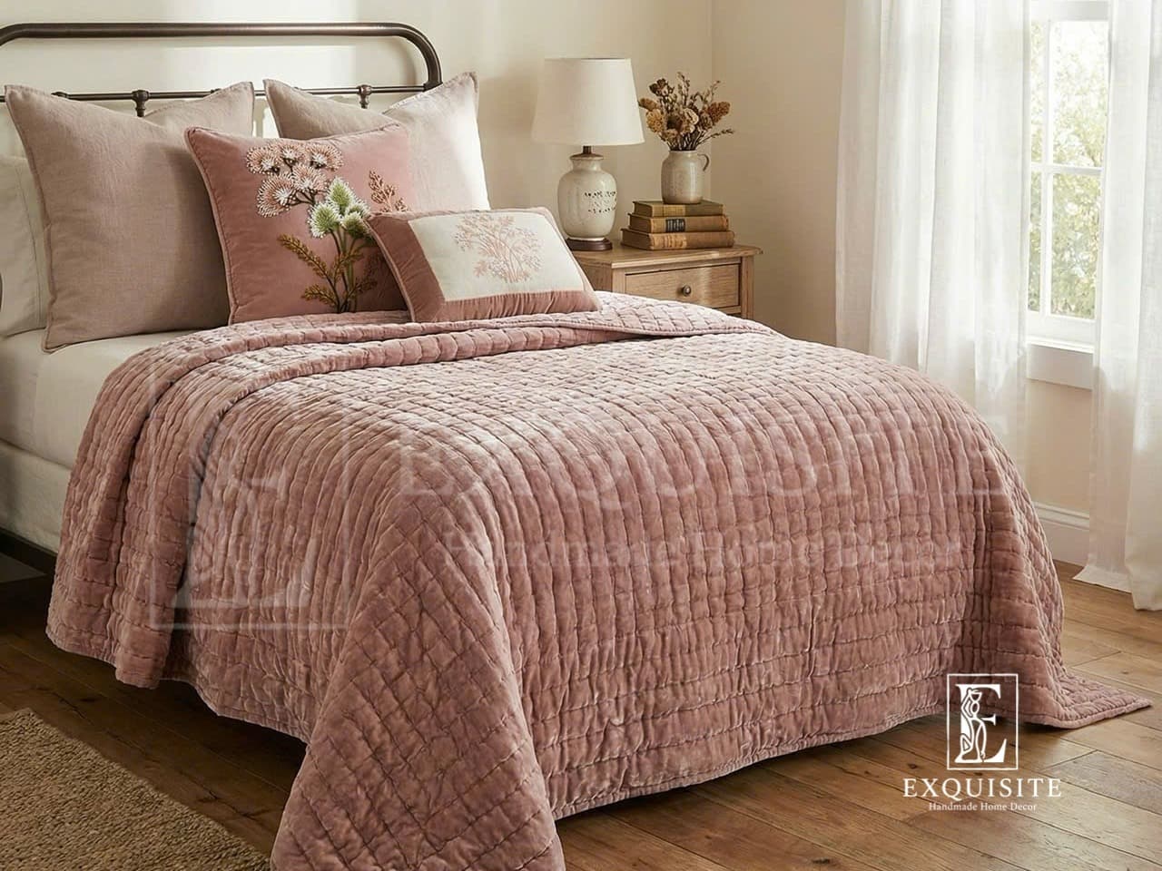 Velvet bed cover w.hand stitching- Chăn nhung khâu tay — Exclusive Piece
