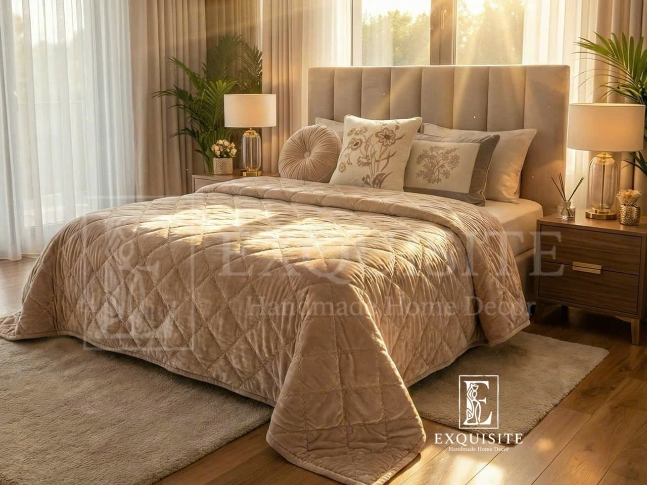Velvet bed cover w.hand stitching- Chăn nhung khâu tay — Exclusive Piece