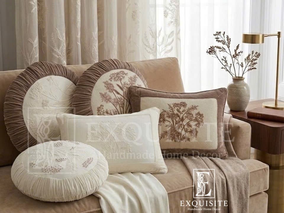 Combo 2 round & size 30x40 velvet with hand embroidery