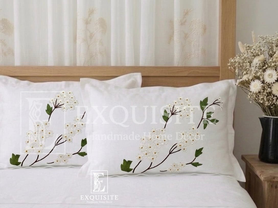 Pillow case with hand embroidery - Gối ngủ thêu tay